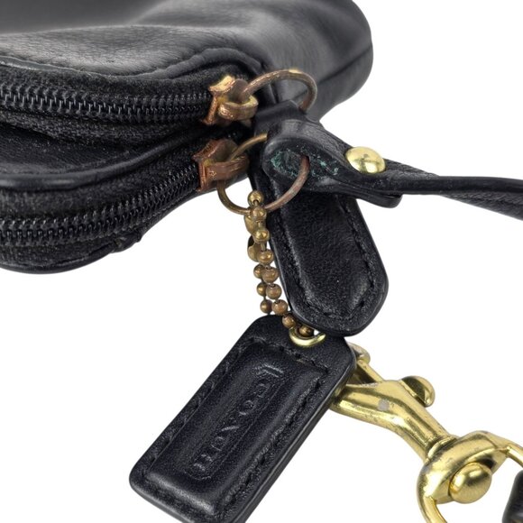 Vintage Coach Leather Signature Black Clutch Wristlet Bag 8" x 4.5" - Picture 6 of 6